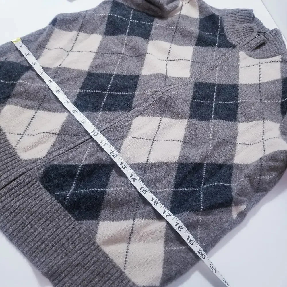 Premium Lambswool by J. Crew Argyle Full Zip Sweater